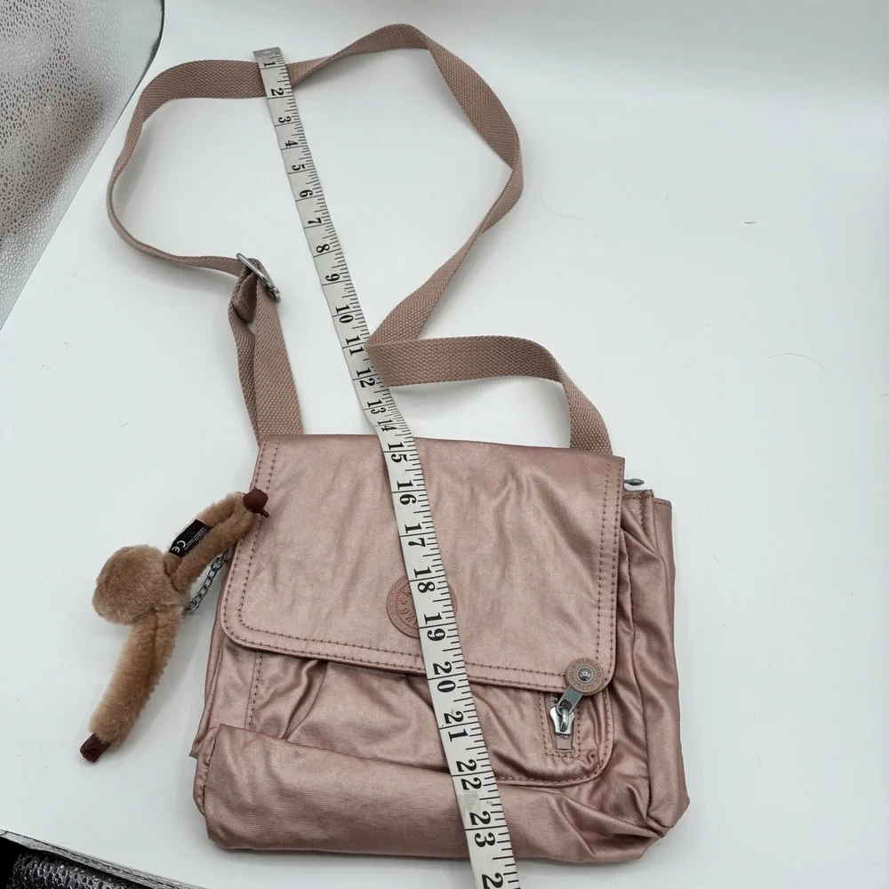 Kipling KI0954 Alexis Crossbody Bag Metallic Rose Gold Shoulder Bag Monkey Charm
